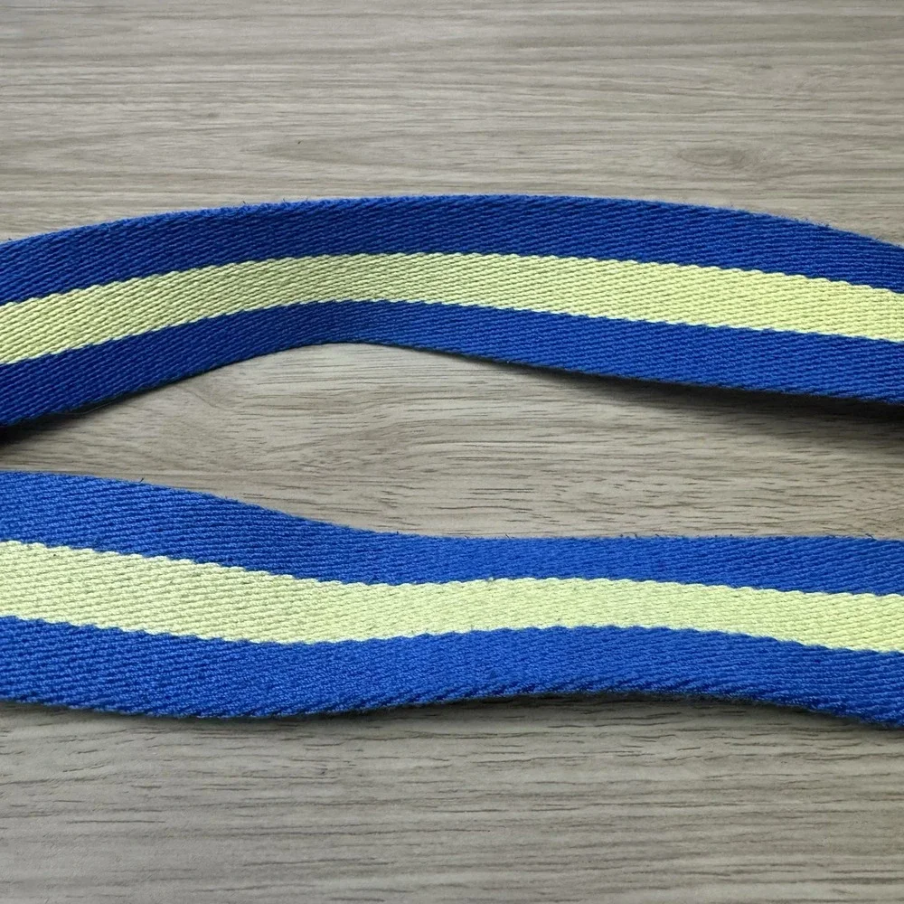 Southern Tide Belt Men's Size 32 Leather Canvas Webbed Golf Stretch Blue Yellow